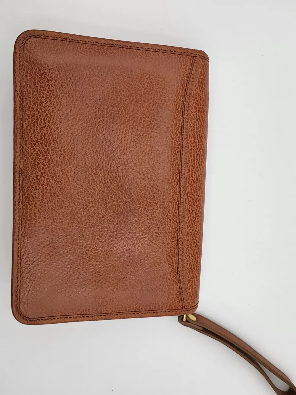Burberry, Burberrys Brown Calfskin Leather Wristlet Vintage Clutch, Authentic..